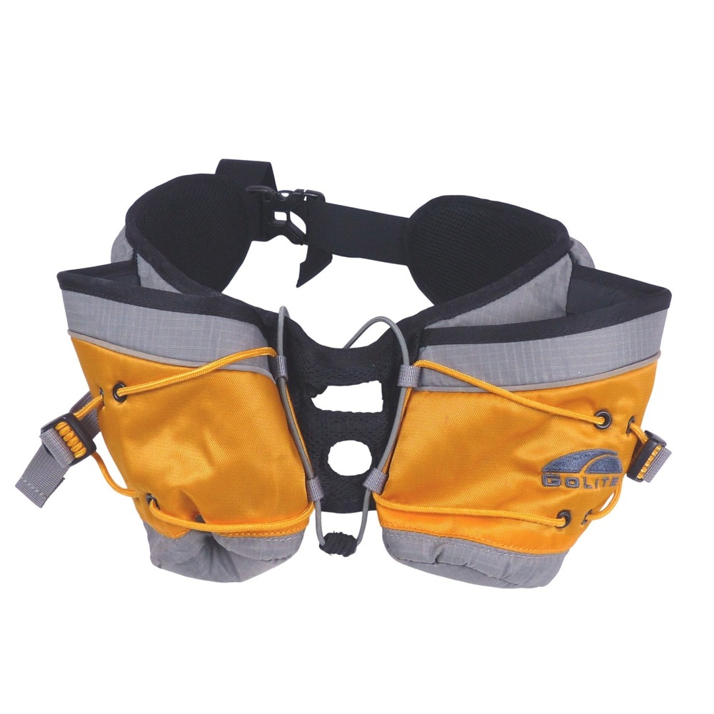 GoLite Hydration Waist Fanny Pack Dual Bottle Holder Ripstop Nylon Gold Grey